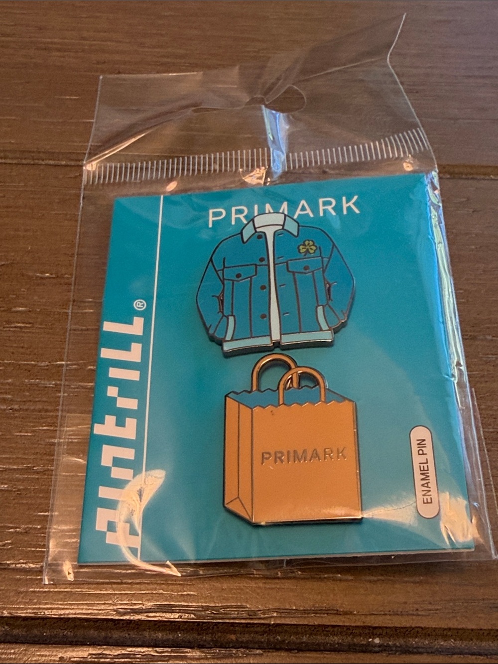 Primark Teal Jacket and Tan Shopper Enamel Pin Duo
